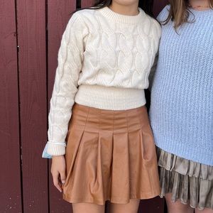 Brown Pleated Skirt